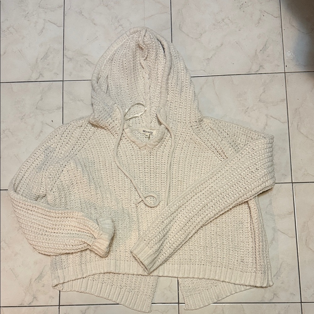 Miracle Cream Hooded Knit Sweater